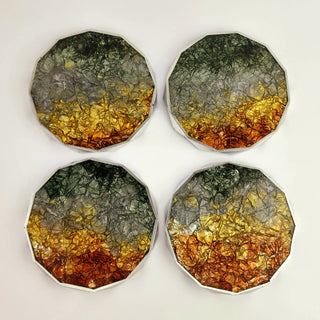 Bronze, Gold, Silver and Black Textured Coaster Set