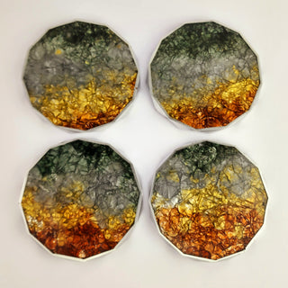 Bronze, Gold, Silver and Black Textured Coaster Set