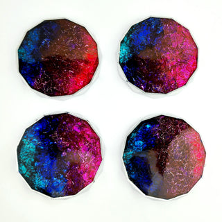 Textured Blue, Purple and Pink Coaster Set