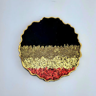 Sparkling Black Gold and Pink Coaster Set