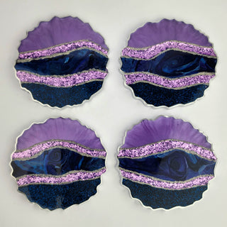 Sparkling Blue and Purple Coaster Set