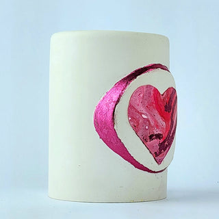 White Scented Candle with Pink Heart Embellishment