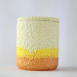 Textured Orange Yellow and Cream Scented Candle Holder