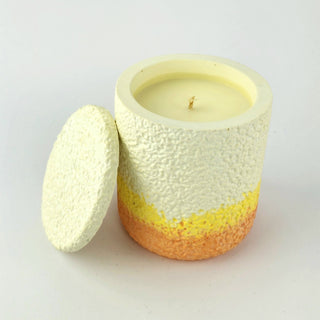 Textured Orange Yellow and Cream Scented Candle Holder