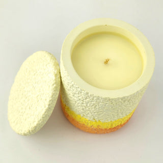 Textured Orange Yellow and Cream Scented Candle Holder