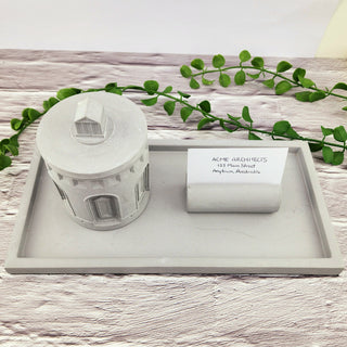 Architectural Tray and Candle Set in Grey