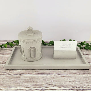 Architectural Tray and Candle Set in Grey