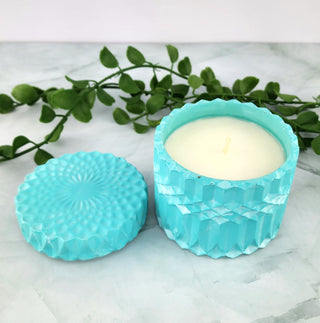 Scented Candle in Aqua Geometric Container