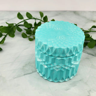 Scented Candle in Aqua Geometric Container