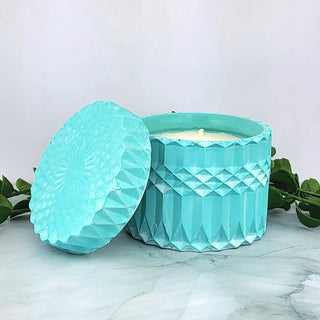 Scented Candle in Aqua Geometric Container