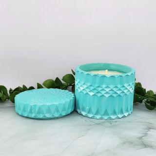 Scented Candle in Aqua Geometric Container