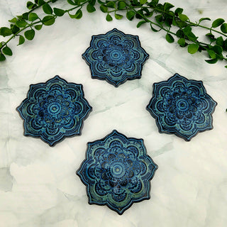 Blue / Green Mandala Coaster Set