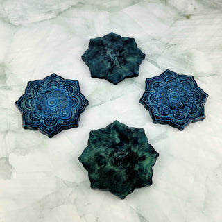 Blue / Green Mandala Coaster Set