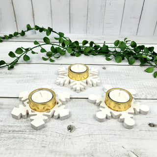 Snowflake Tealight Holders - Gold