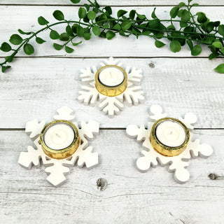 Snowflake Tealight Holders - Gold