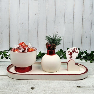 Festive Candy Bowl, Vase and Picture Holder Set - White and Red