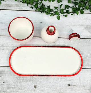 Festive Candy Bowl, Vase and Picture Holder Set - White and Red