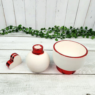 Festive Candy Bowl, Vase and Picture Holder Set - White and Red