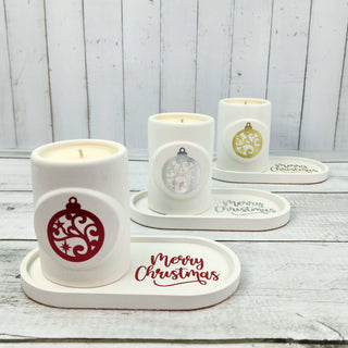 Christmas Ornament Candle and Tray Set