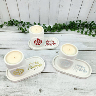 Christmas Ornament Candle and Tray Set