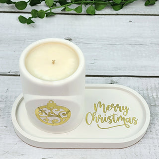 Christmas Ornament Candle and Tray Set