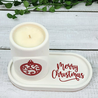 Christmas Ornament Candle and Tray Set