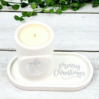 Christmas Ornament Candle and Tray Set